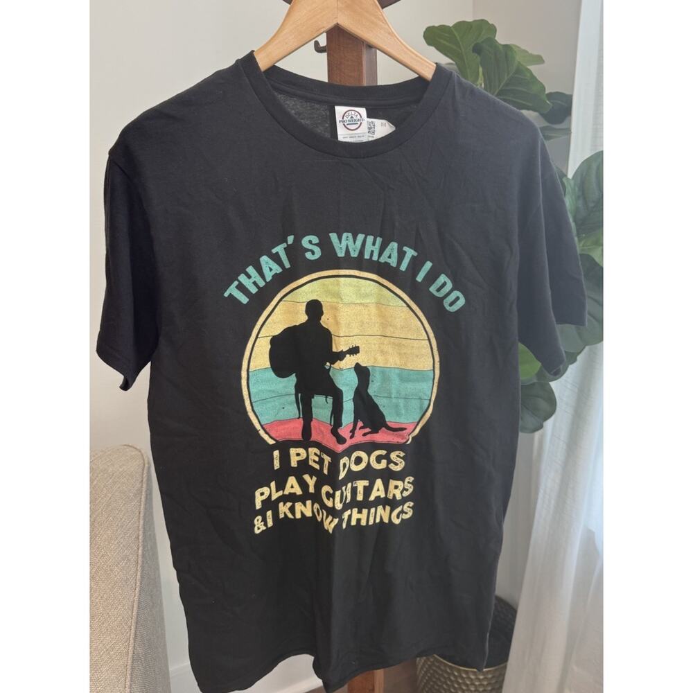 Vintage That's What I Do I Pet Dogs I Play Guitars & I Know Things T-Shirt Gift